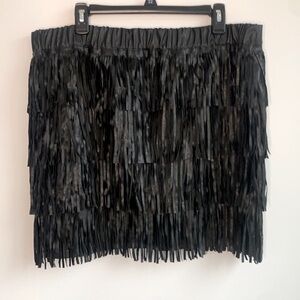 Faux Leather Fringe Mini Skirt